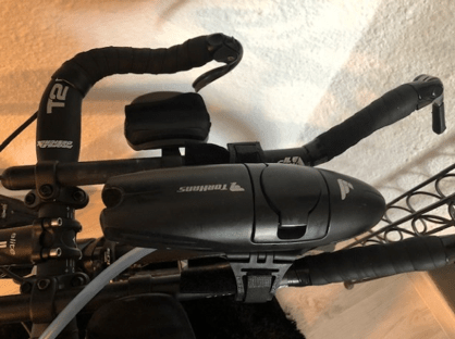 The water bottle that fell and the extension bar falling out